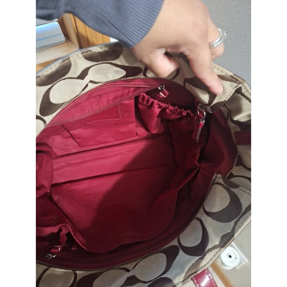 Coach Large Diaper Bag brown red/burgundy